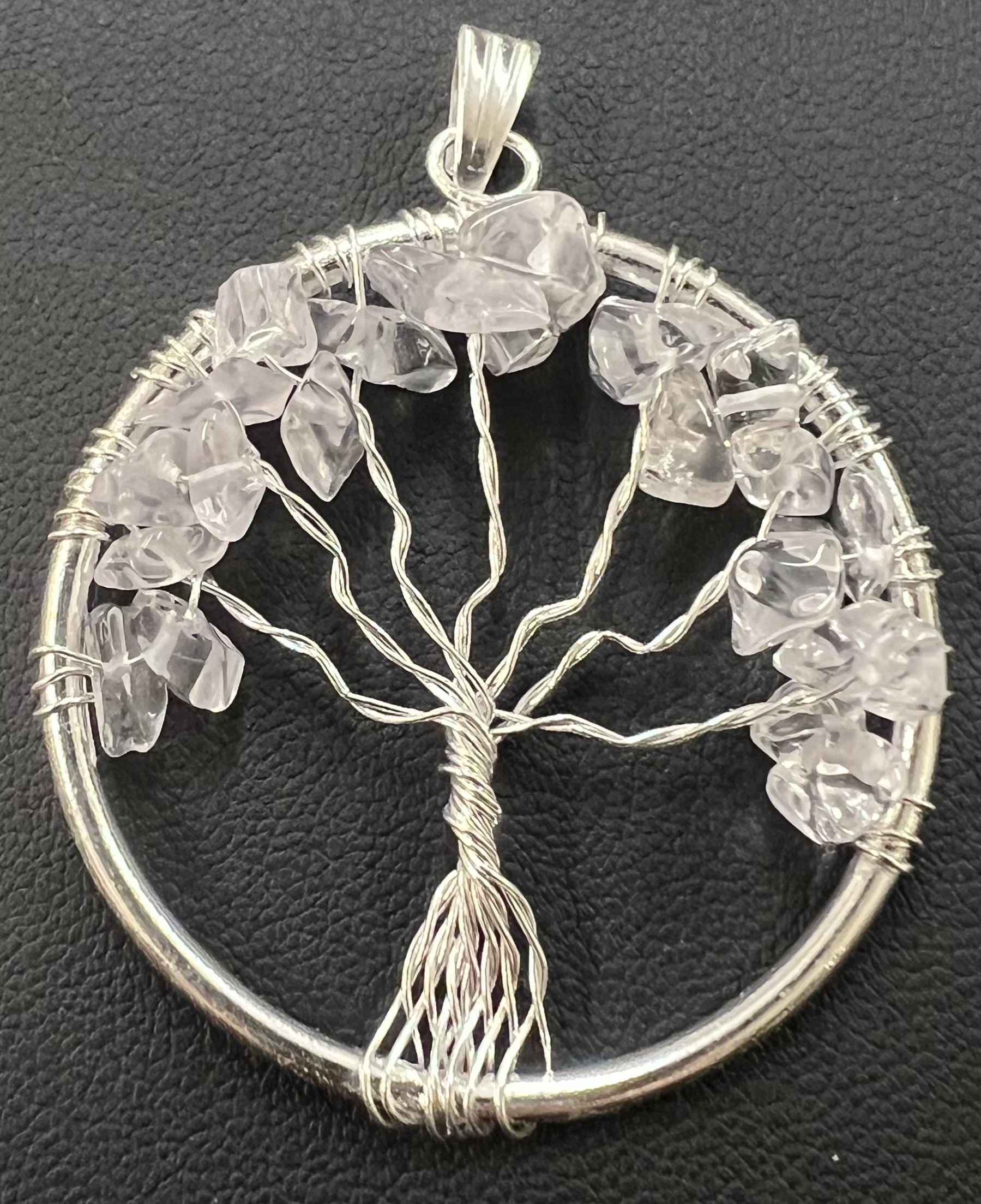 Natural Stone Tree of Life Pendant in Silver - ...